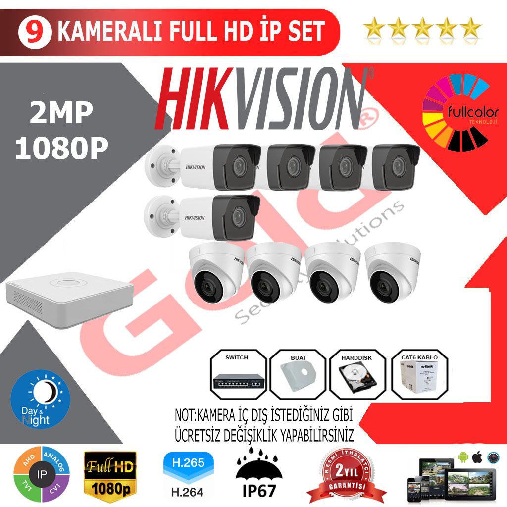 Hikvision 9'lu İp Kamera Montajlı